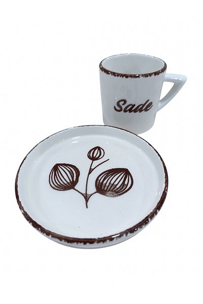 Ganita home Coffee Cup Simple Written Single 2 Pieces Double 100 ml