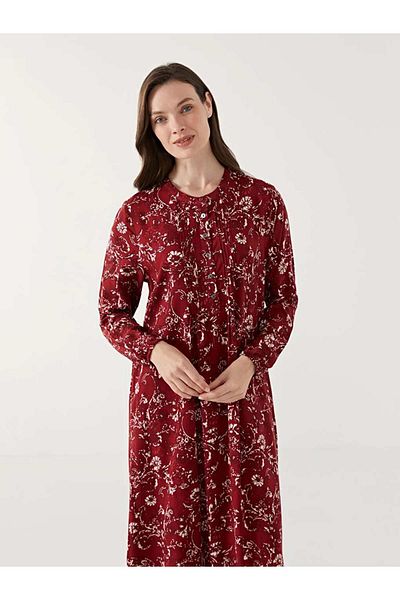 LC Waikiki Lcw Grace Red Crew Neck Floral Women's Dress