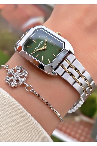 Homies Brand Yellow Silver Color Waterproof Women's Wristwatch - With Bracelet Gift