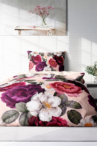 MonoHome Rose Single 100% Cotton Satin Duvet Cover Set