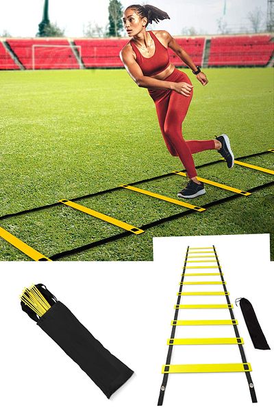 KAŞIKBEY 4 Meter Training Ladder - Soccer and Basketball Idman Coordination Ladder with 10 Rods