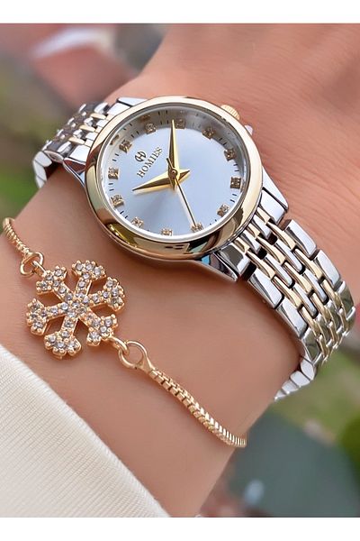 Homies Brand Yellow Silver Color Small Case Women's Wrist Watch - Bracelet Gift
