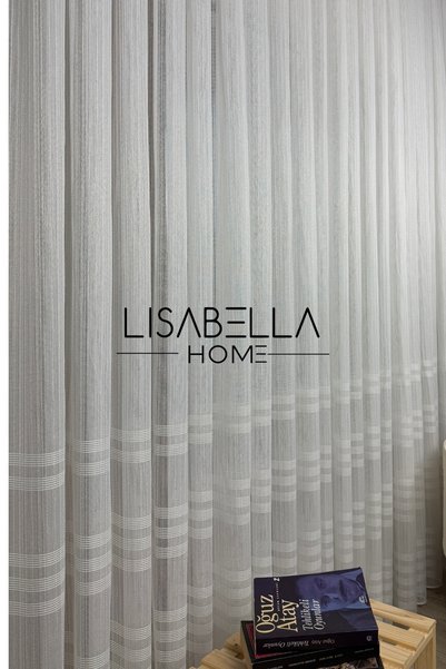 LisabellaHome Pearl White Stripe Tulle Curtain 1X3 Crimped Pleated
