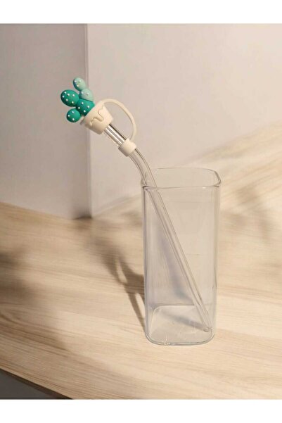 Yenigeldi (6mm) Silicone Straw Head Straw and Square Long Cocktail Coffee Glass