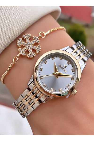 Homies Brand Yellow Silver Color Small Case Women's Wrist Watch - Bracelet Gift