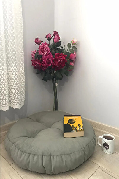 TicaretJet Yuvarlak gri Yer Minderi 60x60