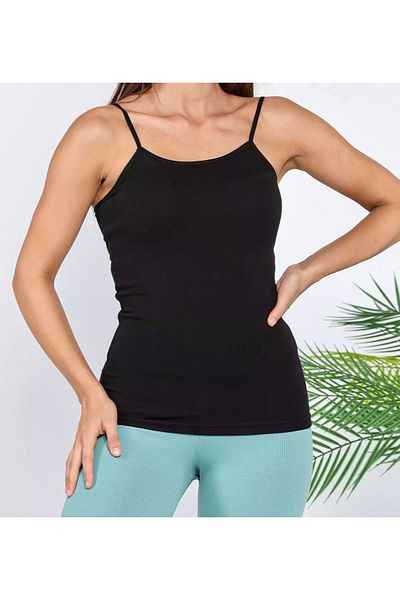 shop Women's Undershirt with Rope Straps - Black