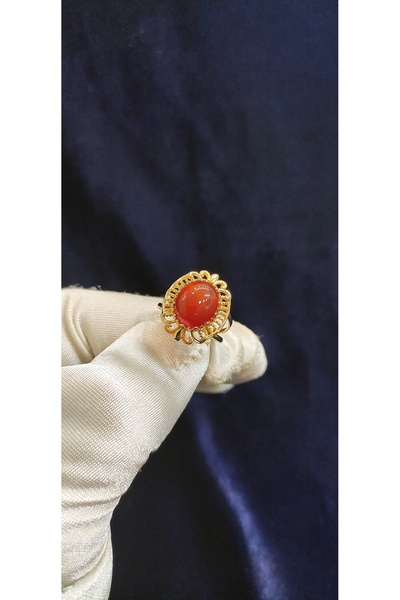 Yıldız Sarraf 14 Ayar Altın Akik Taşlı Yüzük