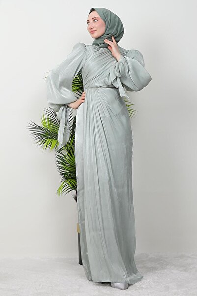 GİZ AGİYİM İdil Tesettür Abiye Açık Mint