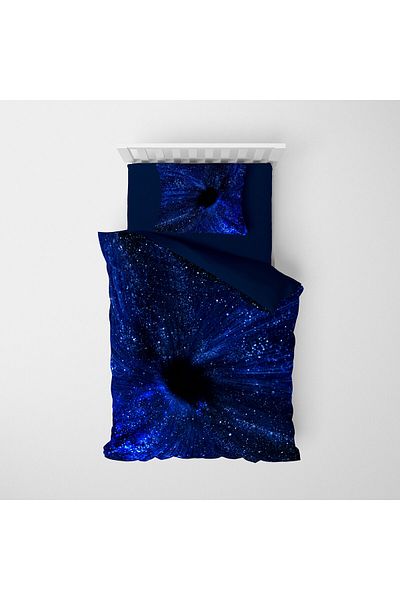 MonoHome Blue Night - 100% Cotton Satin Single Duvet Cover Set