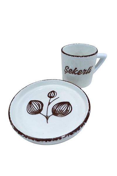 Ganita home 100ml Single Coffee Cup - Double Size with Sugar and Flower Pattern