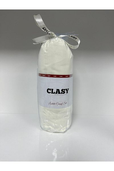 Clasy طقم ملاءات مخططة مرنة باللون الأبيض من Ranforce