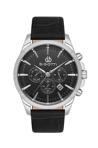 Bigotti Bg.1.10491.2 Black Leather Band Men's Wrist Watch