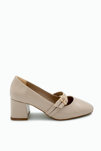 LAMİNTA Betina Nude Thick Heeled Double Buckle Detailed Thick Heeled Women's Heeled Shoes