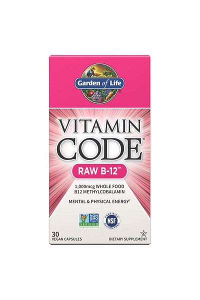 GARDEN OF LIFE Vitamin Code Raw B 12, 30 Veggie Capsules, 1000 mcg