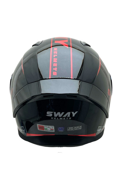 Sway SW 850 PARLAK SİYAH KIRMIZI KASK + PİNLOCK (BUHAR CAMI HEDİYELİ)