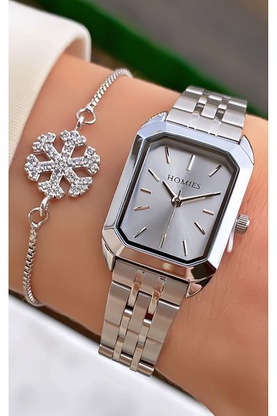 Homies Brand Silver Color Waterproof Women's Wristwatch - With Bracelet Gift