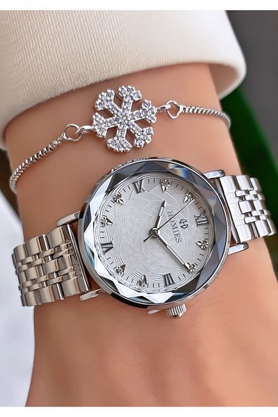Homies Brand Silver Color Waterproof Women's Wristwatch - With Bracelet Gift