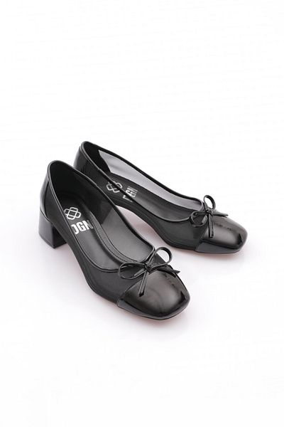 DGN Pantofi cu toc pentru femei din piele lacuita neagra - 6662535
