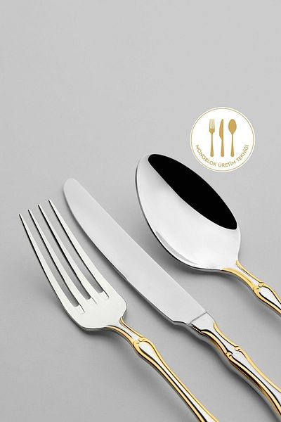 Nehir adriana Gold - 72 Piece Plain Knife Set for 12 People
