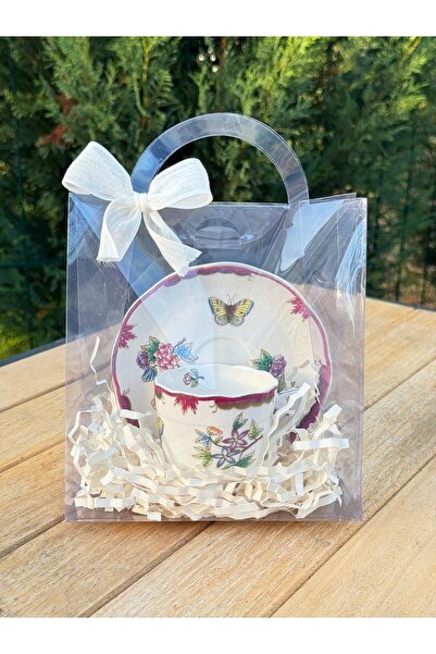 Genel Markalar Özel Hediyelik Çantasında Bir Adet Vintage Fincan Takımı Fuşya