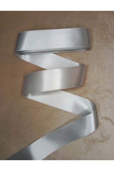 yörük tuhafiye 10 Meters Silver Gray Satin Ribbon - 4 cm a Ball