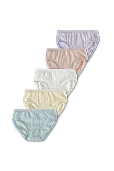 GizaKids Set de 5 lenjerie de corp pentru fete, 95% bumbac, cu nervuri