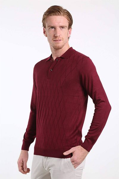 Raymons Intersivin Men's Burgundy Polo Neck Knitwear