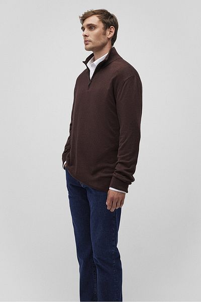Mavi Brown Half Zippered Sweater