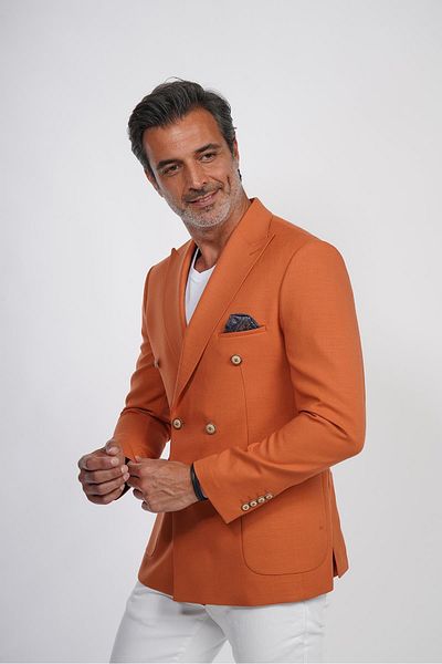 intersivin Men's Tile Blazer - Intersivin 6 Drop Double Breasted with Handkerchief, Single Jacket
