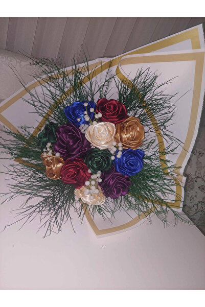 yörük tuhafiye Panglică din satin albastru de 4 cm, 10 metri o rulă, satin, seten, panglică, panglică pentru buchet de trandafiri