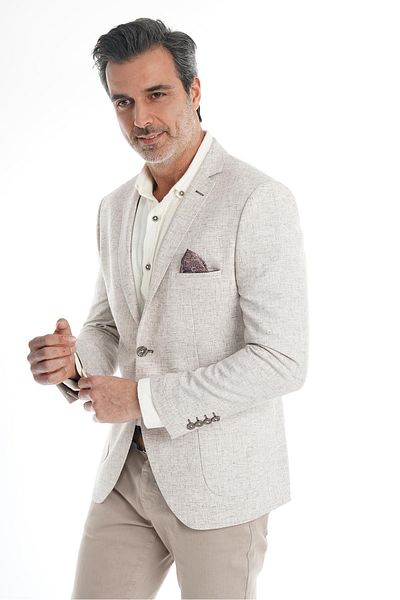 intersivin İntersivin Slim Fit Half Lined Men's Summer Soil Blazer Single Jacket