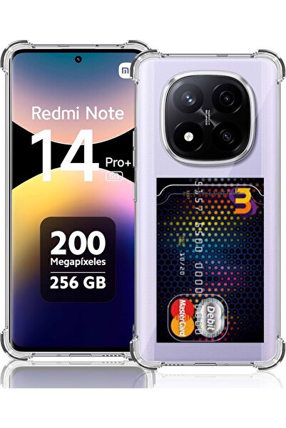 m.tk moveteck Redmi Note 14 Pro Plus Case Anti-Shock Transparent Silicone Cover with Corner Protection Card Holder Wallet