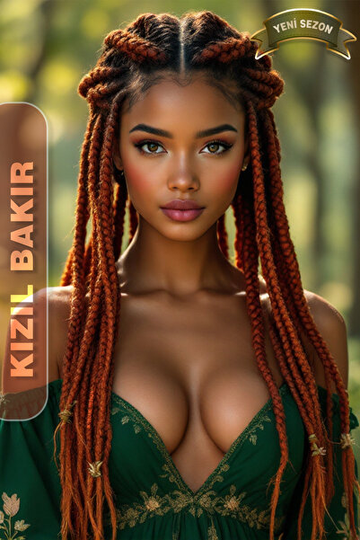 KONAK PERUK Afrika Örgüsü Rasta Ve Box Braid için Sentetik Saç - Kızıl Bakır