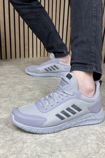 Allyup Casual ανδρικά Ice Grey Lace-up ελαφριά άνετα αθλητικά παπούτσια περπατήματος με λεπτομέρεια ραφής