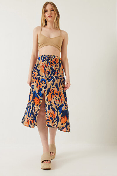 Bianco Lucci Fusta de damă din viscoză cu modele multiple, cu nasturi în față 60261350