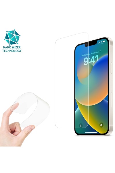 Evax (ESNEK NANO CAM) iPhone 14 Uyumlu Ultra Ince Darbe Korumalı Esnek Nano E...