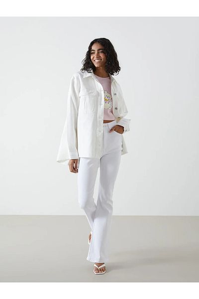 LC Waikiki Pantaloni de jeans XSIDE White Mars Flare pentru femei