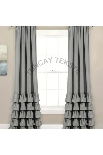 TUNCAY TEKSTİL 5 Layer Ruffled Natural Linen Buldan Curtain