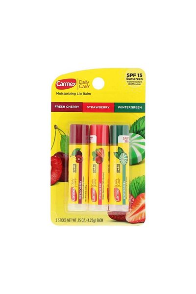 Carmex مجموعة مرطب الشفاه المقاوم للماء مع عامل حماية من الشمس