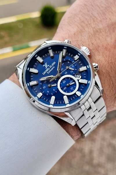 Daniel Klein 43mm Men's Wristwatch with Navy Dial Grey Color Adjustable Strap