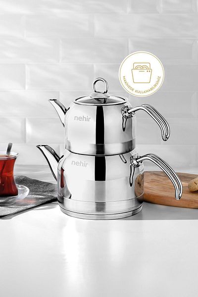Nehir Lotus Midi Medium Size Stainless Steel 1.0-1.9 Lt. Teapot Set