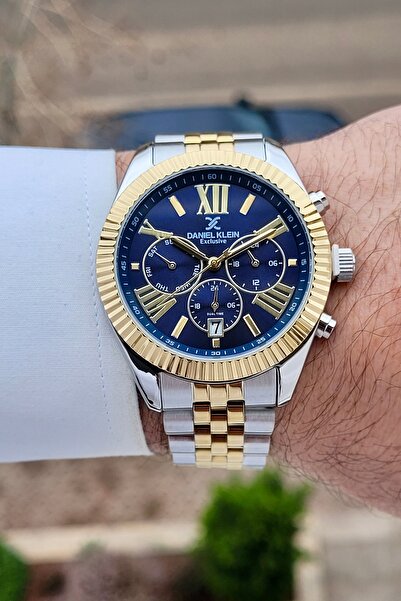 Daniel Klein Kadranı Lacivert Kordonu Altın Metalik Renk 2 Yıl Garantili 42 m...