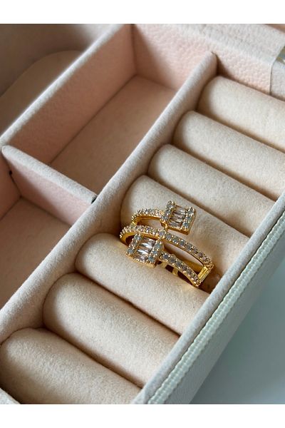 Ressia Double Sided New Season Zircon Stone Steel Ring