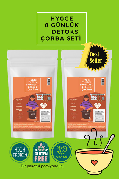 Hyggefoods Hygge Yüksek Proteinli Detoks Çorbası - Vegan Glutensiz Prebiyotik Yüksek Lifli Koruyucuz - 2x100 G