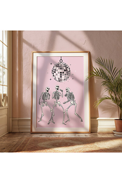 Genel Markalar Dans Eden İskeletler, Disko Topu Çerçevesiz Poster