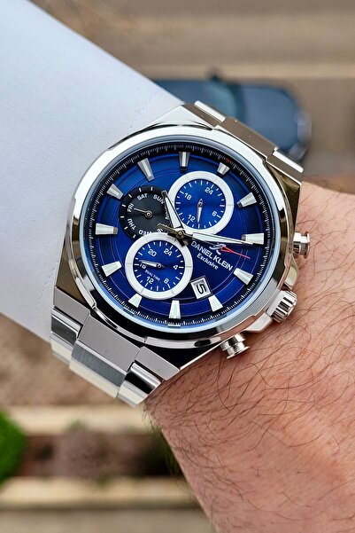 Daniel Klein Kadranı Lacivert Kordonu Silver Renk 24 Ay Garantili 44 mm Erkek...