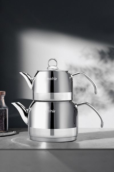 Nehir Lotus Midi Medium Size Stainless Steel 1.0-1.9 Lt. Teapot Set