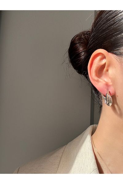 Ressia Vintage Asymmetrical Cut Three Rows Hoop Earrings