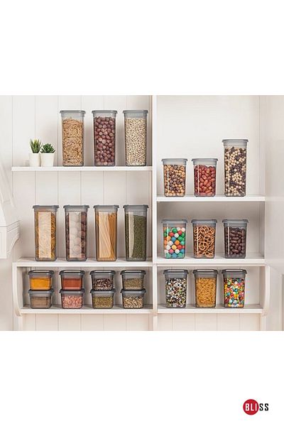 Bliss Set of 24 Rectangular Storage Containers Food Supply Spice Rack Storage Container Kitchen Dowry